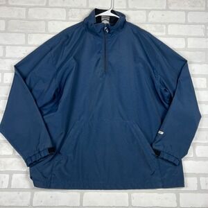 Vintage Bauer‎ Hockey Pullover Canvas Jacket Mens XL Blue 1/4 Zip Long Sleeve